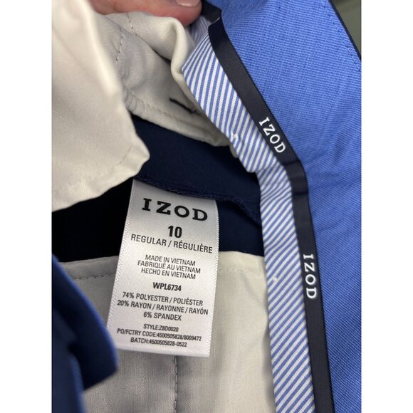 IZOD NEW Flat Front Stretch Trouser Boys 10 Navy Pockets - Picture 7 of 7